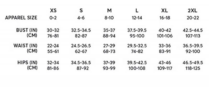 champion women apparel size