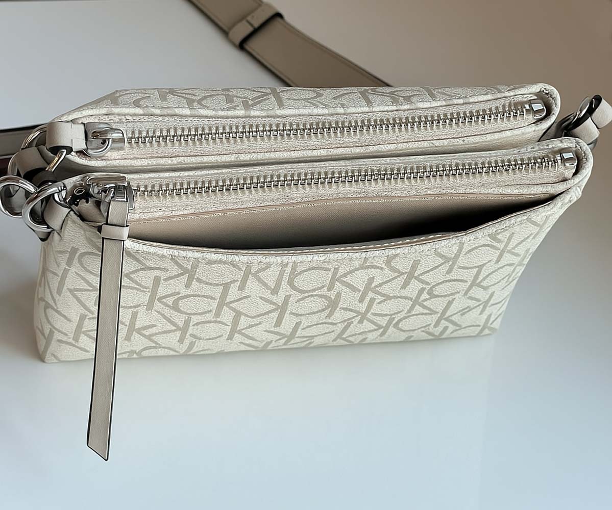 Stunning Calvin Klein Crossbody Bag Chrome Zippered Handbag
