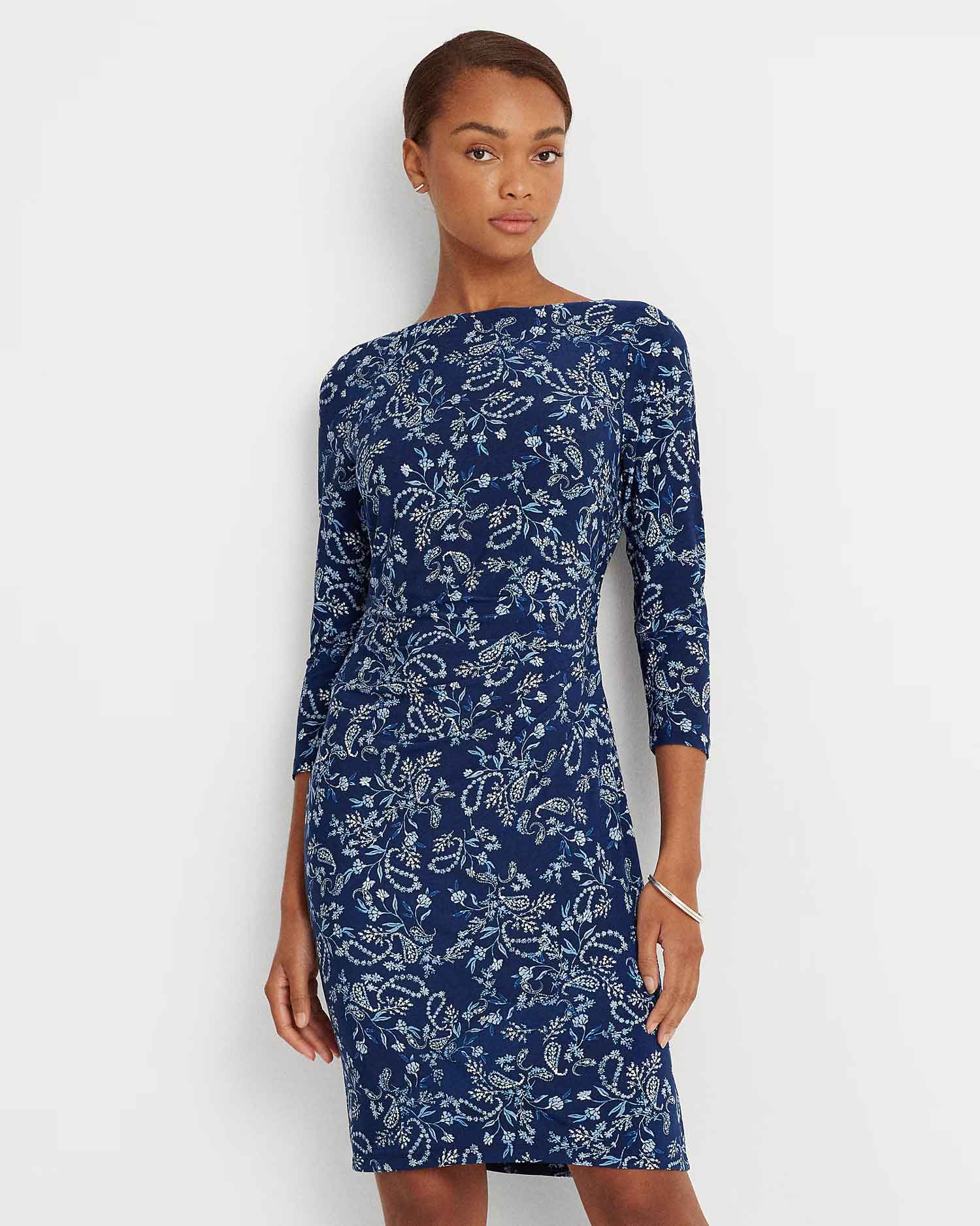 Ralph Lauren Paisley Jersey Ruched Dress – Elegant Style