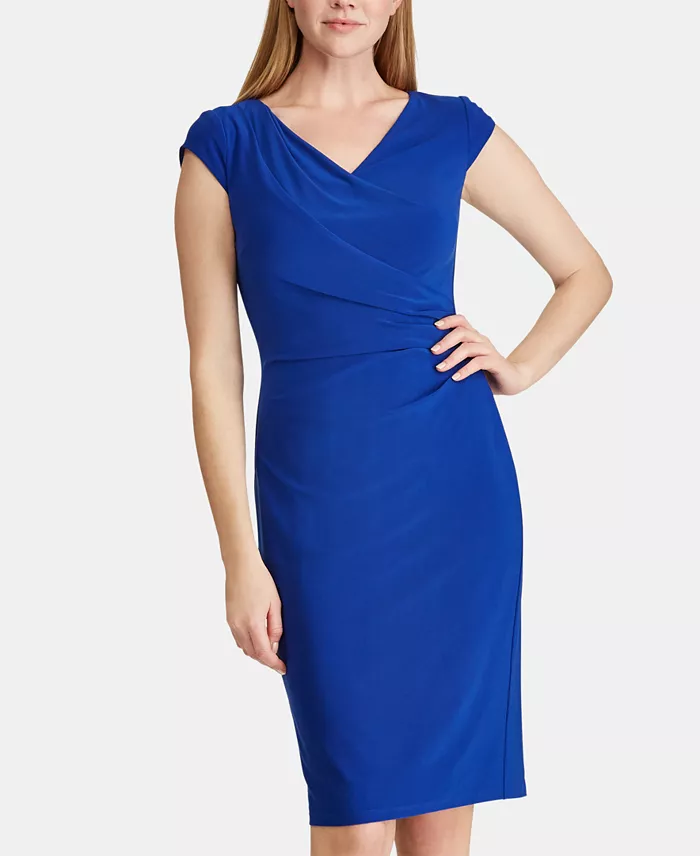 lauren ralph lauren ruched jersey dress Ralph Lauren Ruched V-Neck Dress – Stunning & Timeless Style